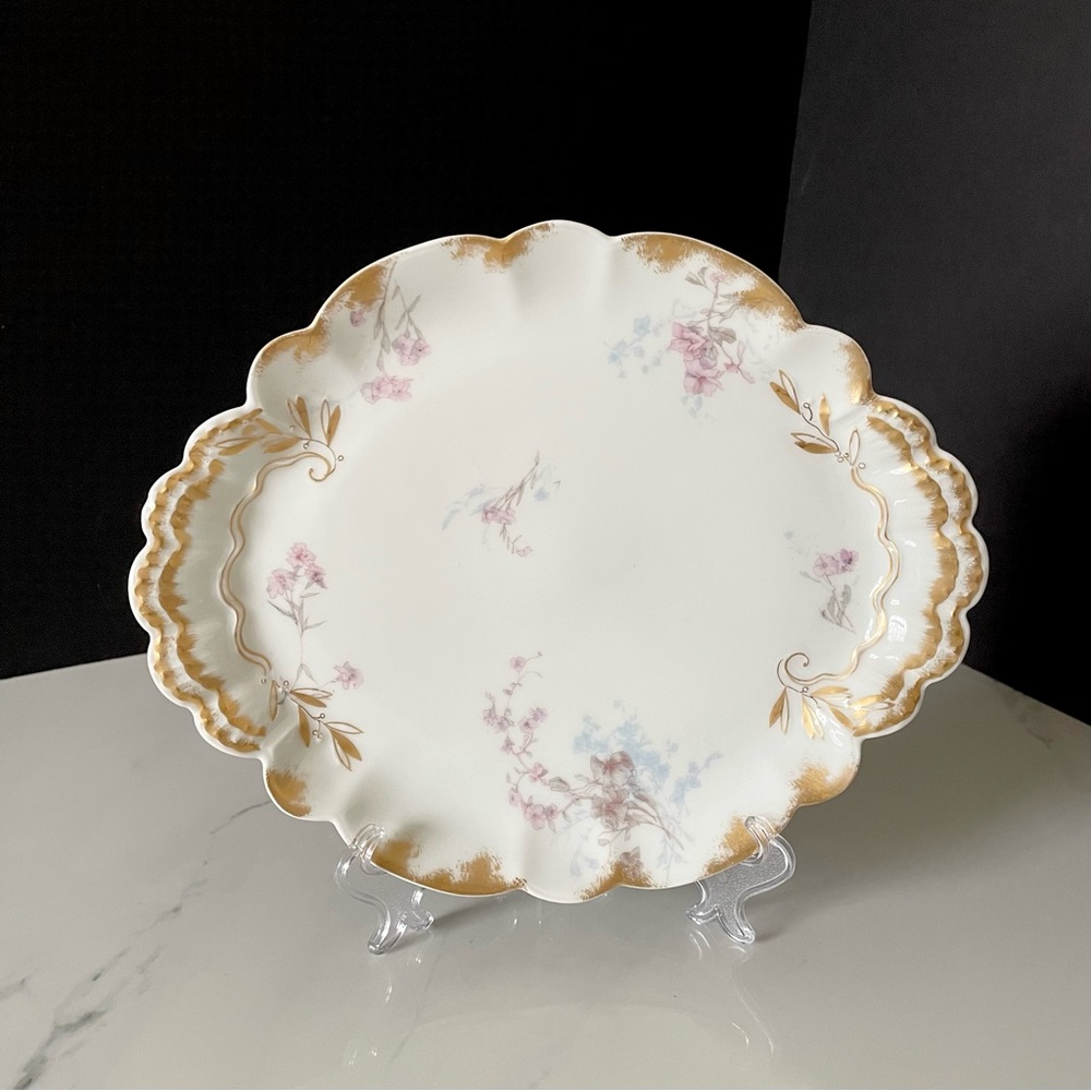 Scalloped Floral & Gold 10.5" Platter - Haviland Limoges
